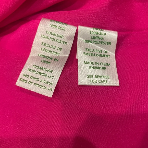Lilly Pulitzer Hot Pink Owen Silk Dress Size XXS - Picture 4 of 8